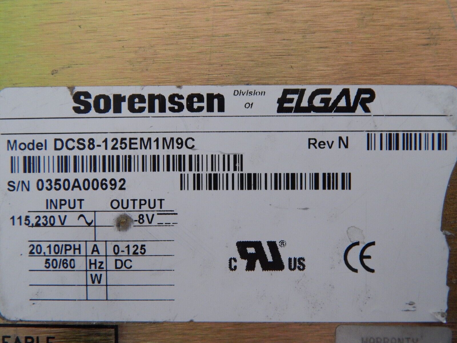 Sorensen DCS8-125E M9C (GPIB) DC Power Supply 8V @ 125A cover stain (3 in stock) Sorensen DCS8-125E M9C (GPIB) DC Power Supply 8V @ 125A cover stain (3 in stock)